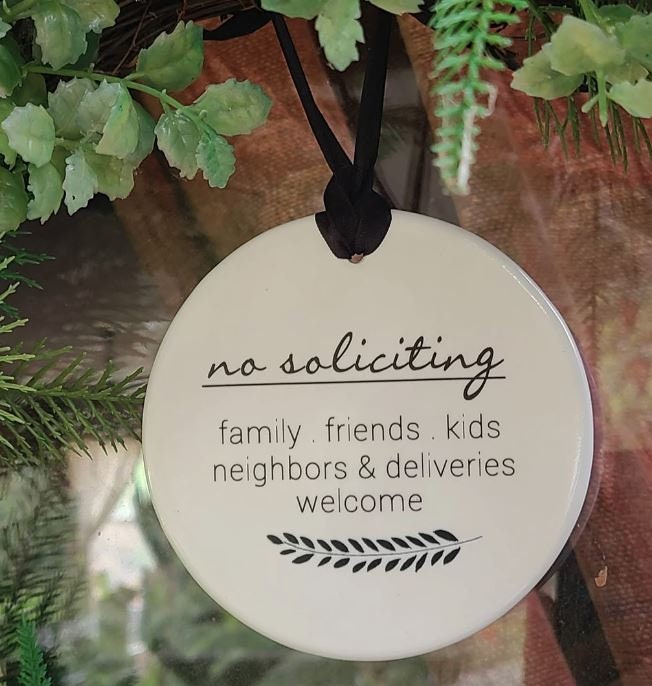 Sign No Soliciting, No Soliciting Sign, Ceramic Sign, Do Not Knock Sign - different sizes and styles available