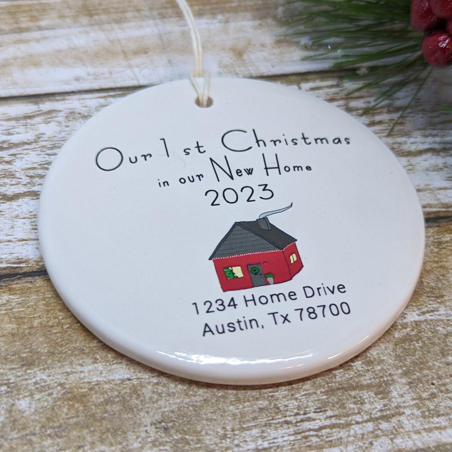 Ornament Line Drawn New Home, Custom, Personalized, Real Estate, Our New Home Ornament, 1st Home - your new home address and the year