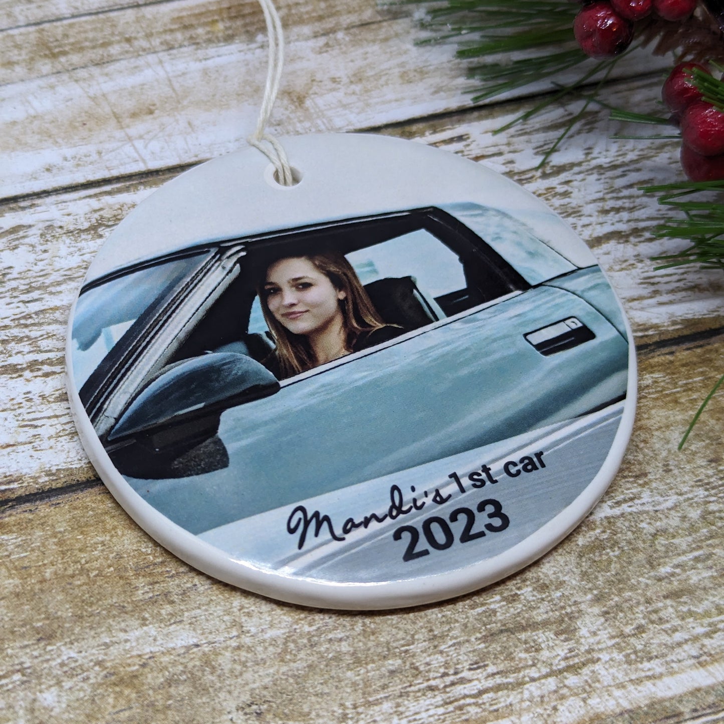 Ornament First Car, 1st Car, Teenager Ornament, Custom, Personalized - your photo of you, your 1st car and the year