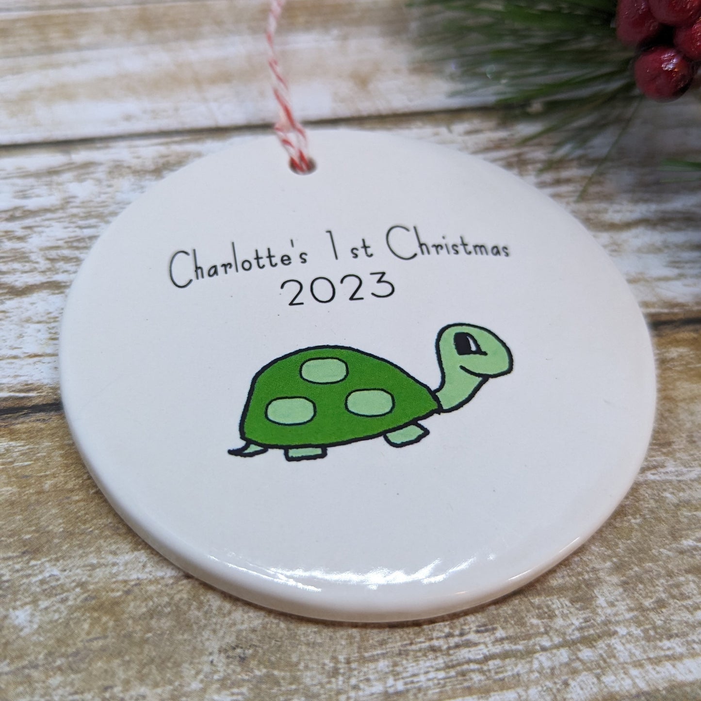 Baby's 1st Christmas Custom Ornament, Line Drawn Ornament, Minimalist Ornament - with your child's name