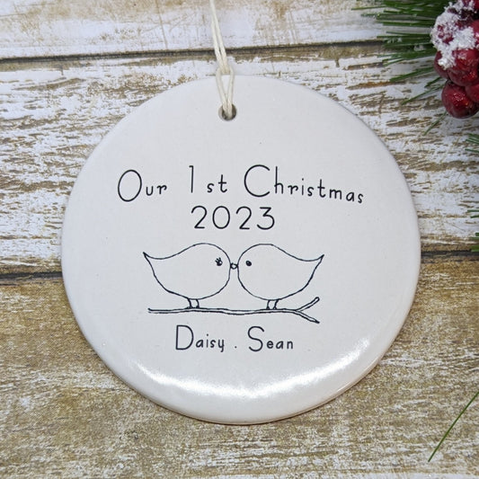 Ornament Growing Family, Expecting, Woodland Deer, Family Ornament - your family names and month due