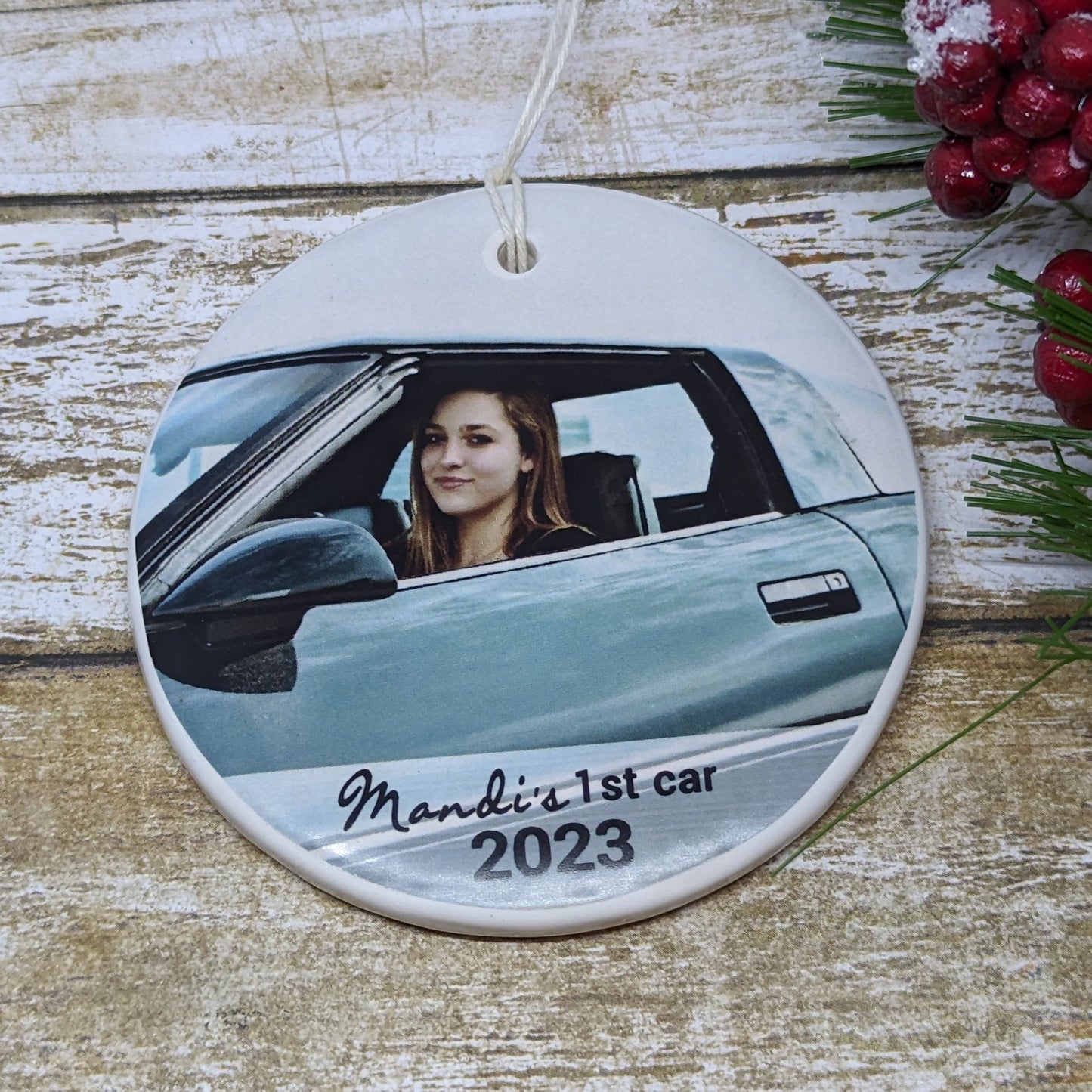Ornament First Car, 1st Car, Teenager Ornament, Custom, Personalized - your photo of you, your 1st car and the year
