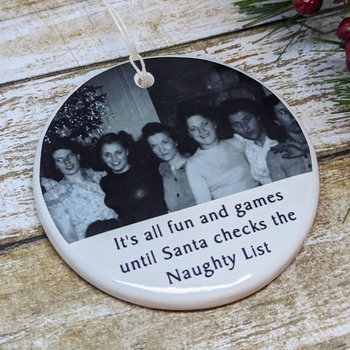 Ornament Snarky, Funny, Wine, Naughty List Christmas Ornament, Snarky Ornament, Vintage Style Ornament - 5 design choices